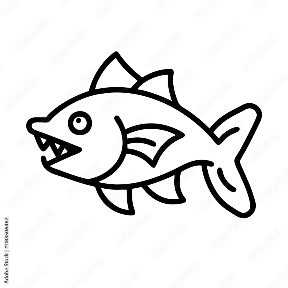 wolf fish icon, fish line art, fish vector - simple black line art icon of wolf fish perfect for logos, and fish-themed designs. wolf fish icon, fish line art, fish vector - simple black line art icon of wolf fish perfect for logos, and fish-themed designs.