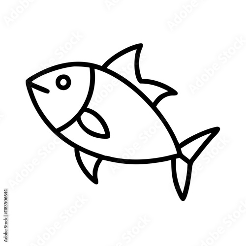 albacore tuna icon, fish line art, fish vector - simple black line art icon of albacore tuna perfect for logos, and fish-themed designs.