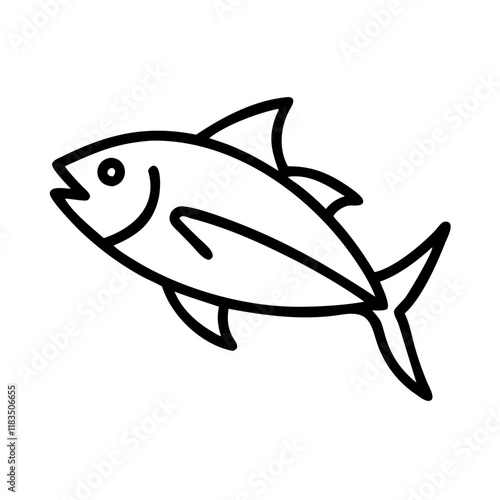 albacore tuna icon, fish line art, fish vector - simple black line art icon of albacore tuna perfect for logos, and fish-themed designs.