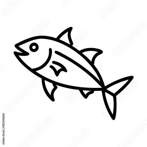 albacore tuna icon, fish line art, fish vector - simple black line art icon of albacore tuna perfect for logos, and fish-themed designs.