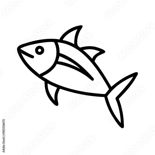 albacore tuna icon, fish line art, fish vector - simple black line art icon of albacore tuna perfect for logos, and fish-themed designs.