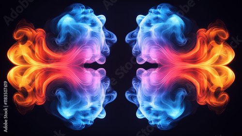 Wallpaper Mural Symmetrical colorful smoke with a black background Torontodigital.ca