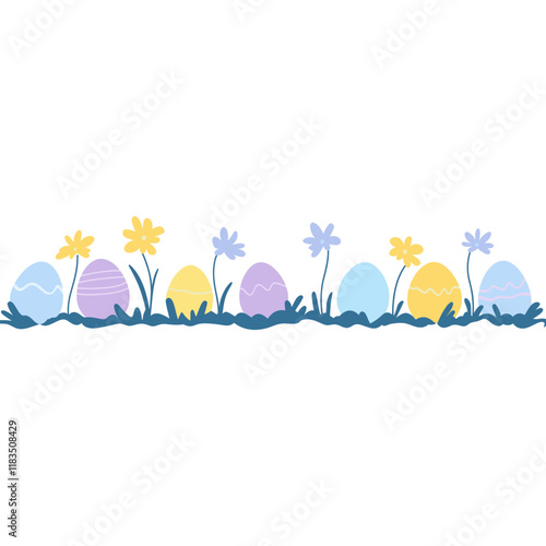 Funky vector easter-eggs border colorful flowers colors vector