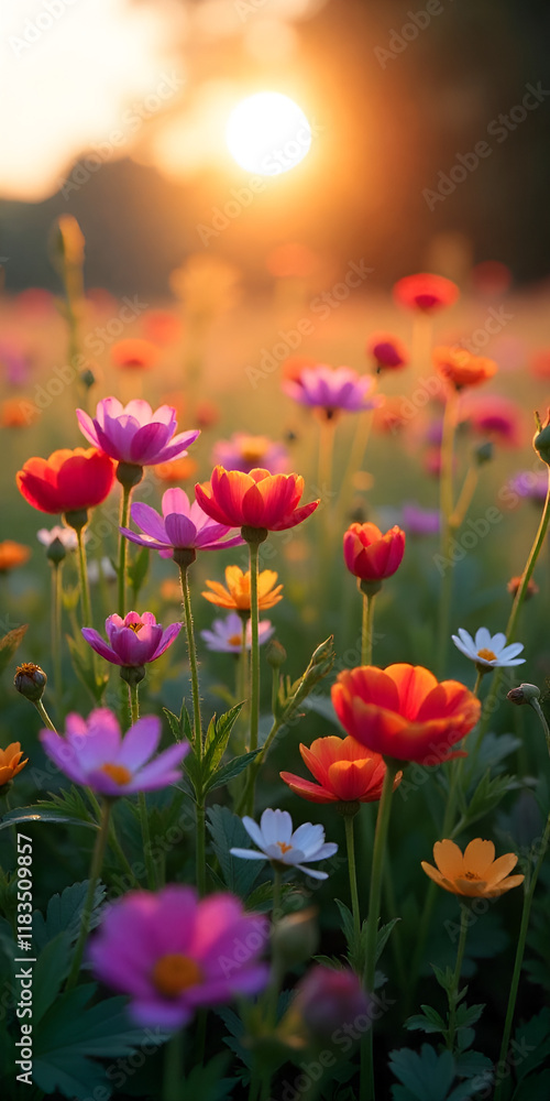 Fototapeta premium red flower field