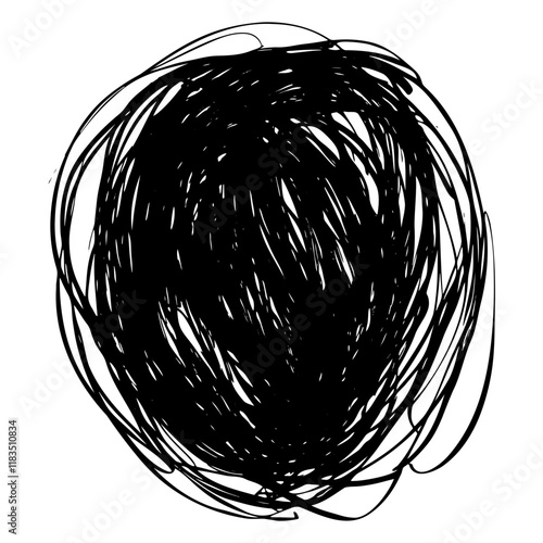 Abstract chaotic black scribble vector
