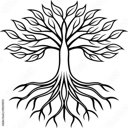 Serene Roots A Tranquil Vector Art