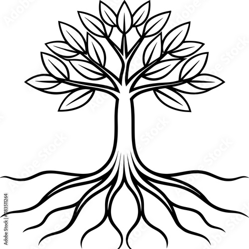 Serene Roots A Tranquil Vector Art