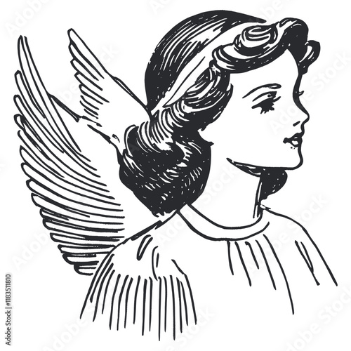 Angel icon sketch drawing white vector