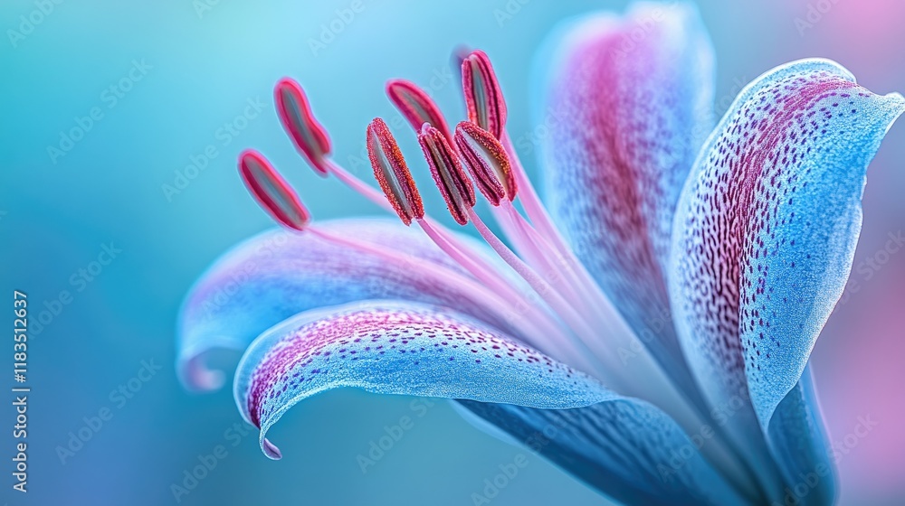 Naklejka premium Close-up view of a pastel-colored lily flower with intricate details