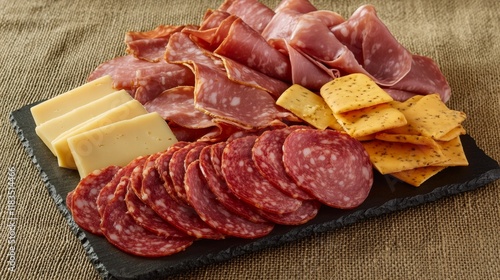 Assorted Cold Cuts and Cheeses on Slate Serving Tray