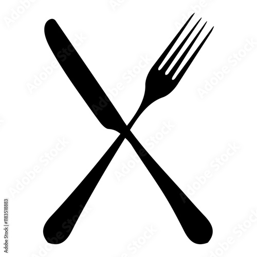 Fényképezés Fork and knife crosswise vector icons on a white background
