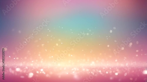 Glittering gradient background with hologram effect and magic lights. Holographic abstract fantasy backdrop with fairy sparkles, gold stars and festive blurs