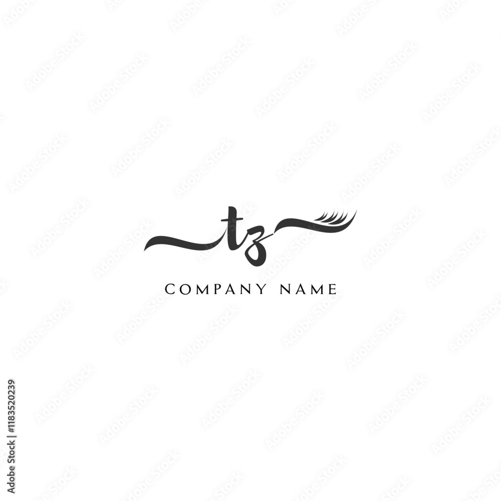 Minimalist TZ Logo Design with Abstract Feather Element