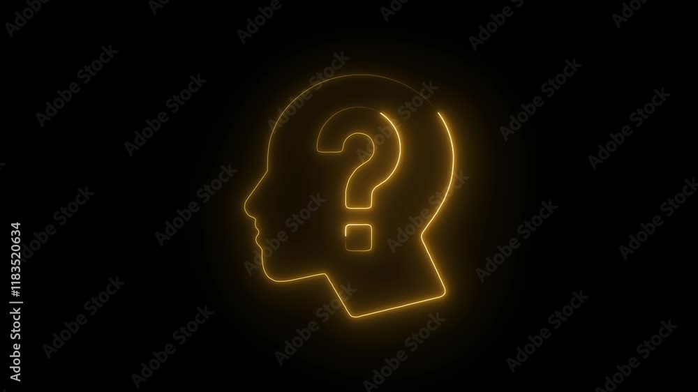 Glowing Neon Doubt Icon, Uncertainty and Question Mark Symbol, HD Video Motion Graphic Animation on Black Background Glowing Neon Doubt Icon, Uncertainty and Question Mark Symbol, HD Video Motion Graphic Animation on Black Background