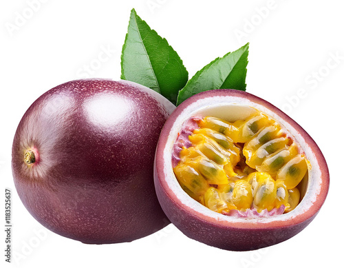 Passion fruit isolated on white background, cutout  photo