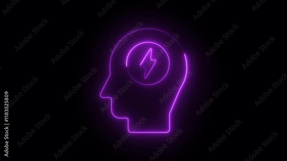 Glowing Neon Human Brain Icon, Neuroscience and Intelligence Symbol, HD Video Motion Graphic Animation on Black Background Glowing Neon Human Brain Icon, Neuroscience and Intelligence Symbol, HD Video Motion Graphic Animation on Black Background