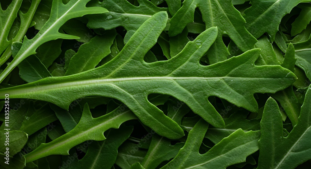 Fototapeta premium Fresh Green Arugula Leaves Salad Healthy Food Diet Greens