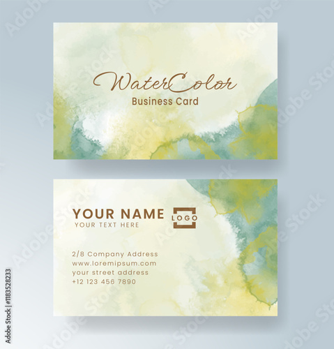 Abstract splashed watercolor business card