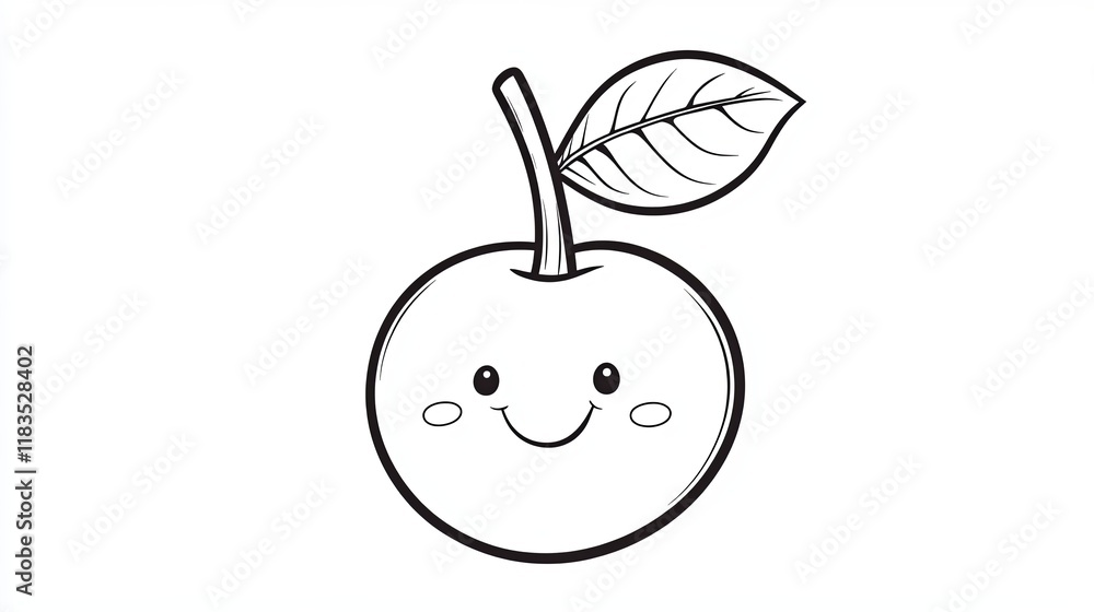 Obraz premium Happy Apple Coloring Page for Kids