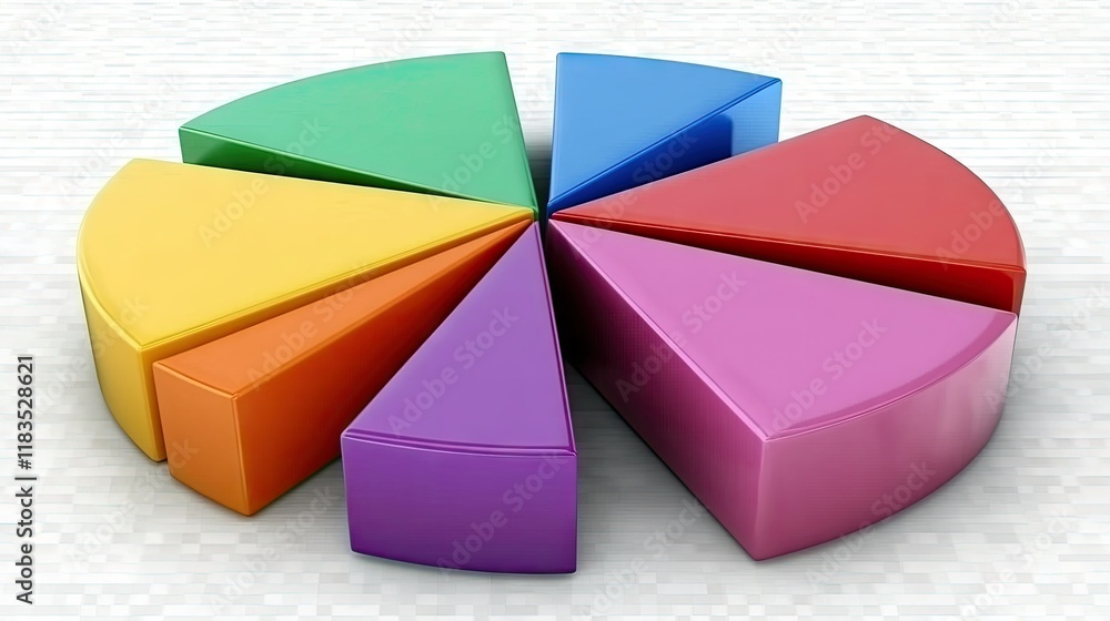 Obraz premium Colorful 3D Pie Chart Data Visualization