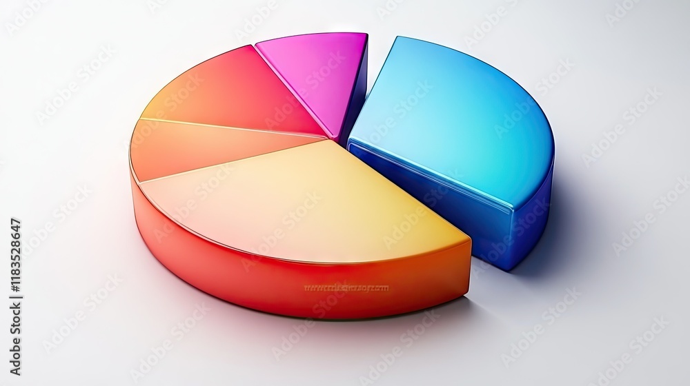 Fototapeta premium Colorful 3D Pie Chart Data Visualization