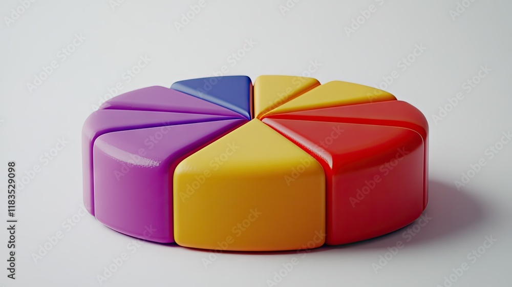 Obraz premium Colorful 3D Pie Chart Data Visualization