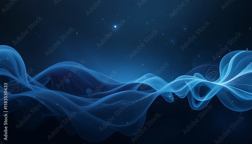 Fototapeta premium Abstract Blue Waves Flowing Through Dark Space