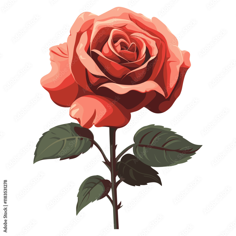 Fototapeta premium Red rose flower illustration art vector