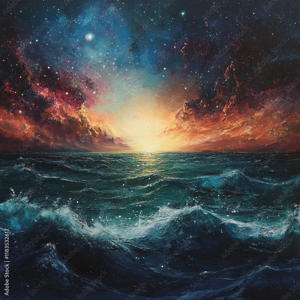 Naklejka premium sea space and solar sky