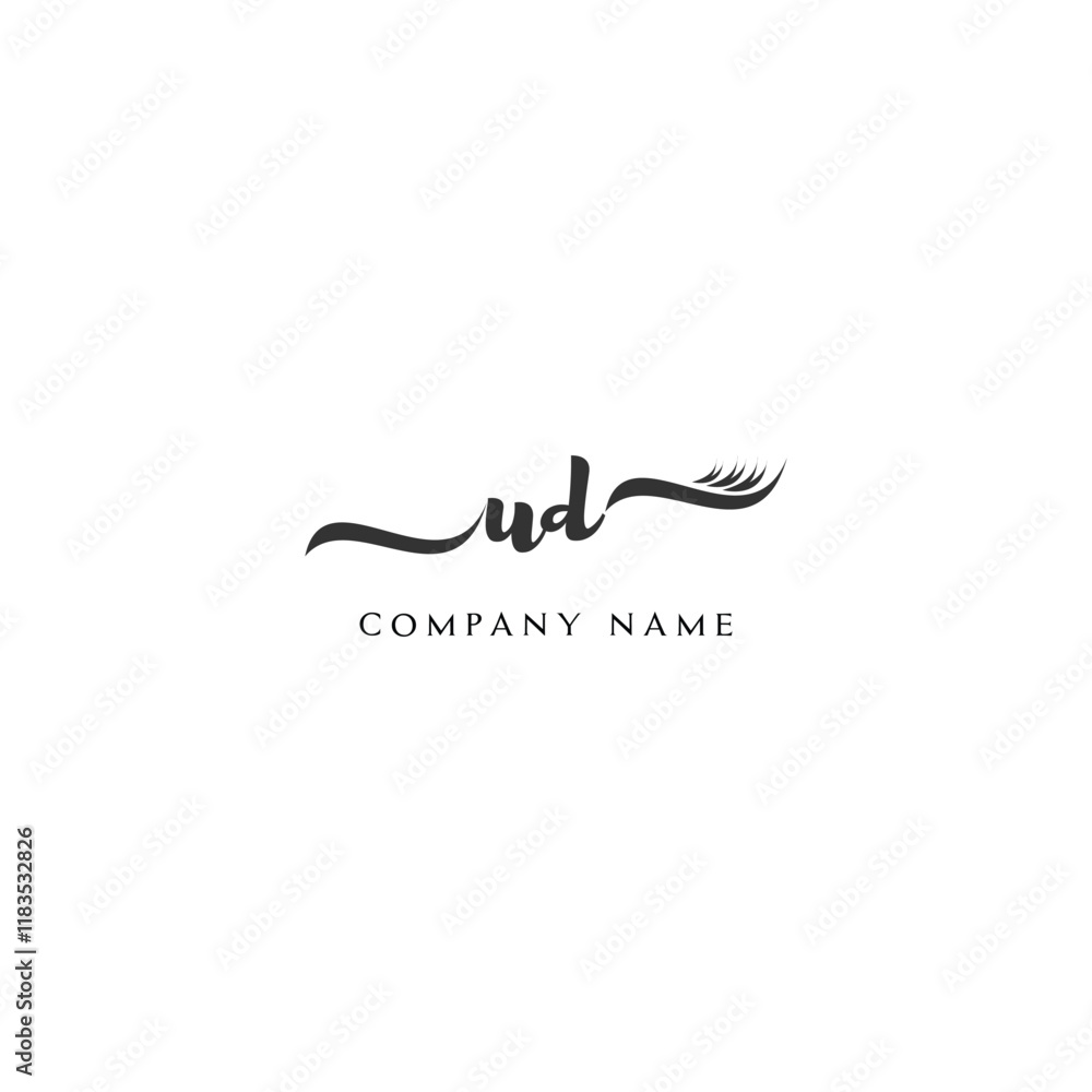Minimalist UD Logo Design with Abstract Feather Element Minimalist UD Logo Design with Abstract Feather Element