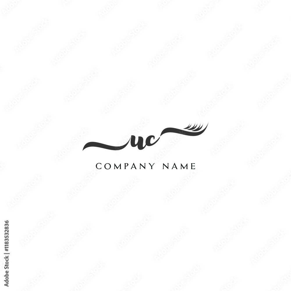 Minimalist UC Logo Design with Abstract Feather Element Minimalist UC Logo Design with Abstract Feather Element