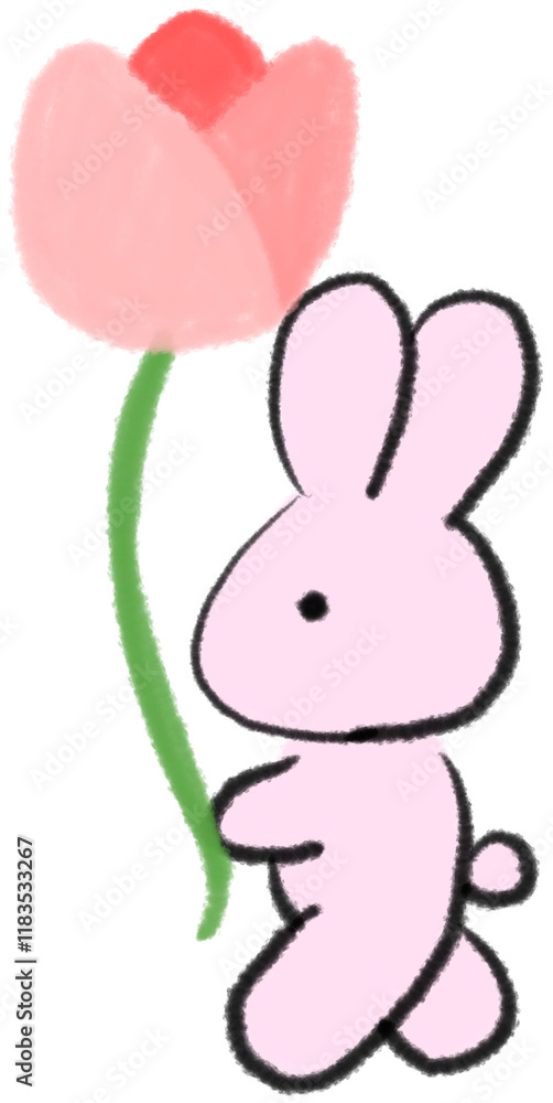Obraz premium 토끼와 튤립
