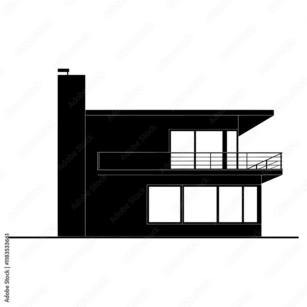 Modern house architecture illustration silhouette vector Modern house architecture illustration silhouette vector