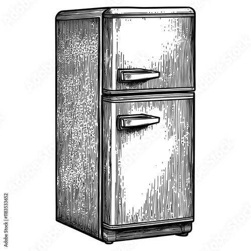 Refrigerator appliance black white vector
