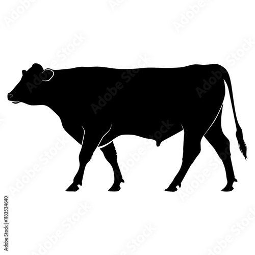 Cattle walking silhouette animal black vector