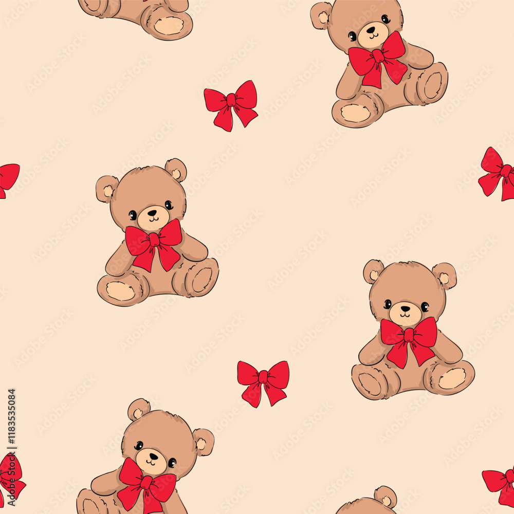 Cute Teddy Bear pattern seamless, vector illustration Hand Drawn Cute print design Cute Teddy Bear pattern seamless, vector illustration Hand Drawn Cute print design