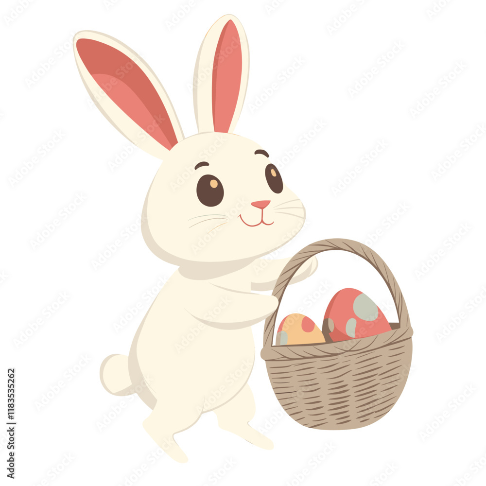Cute bunny basket illustration rabbit vector Cute bunny basket illustration rabbit vector