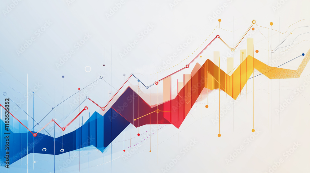 Fototapeta premium Abstract white background with Colorful charts and graphs with statistics to innovative analyze business potential and forecast future development of companies growth