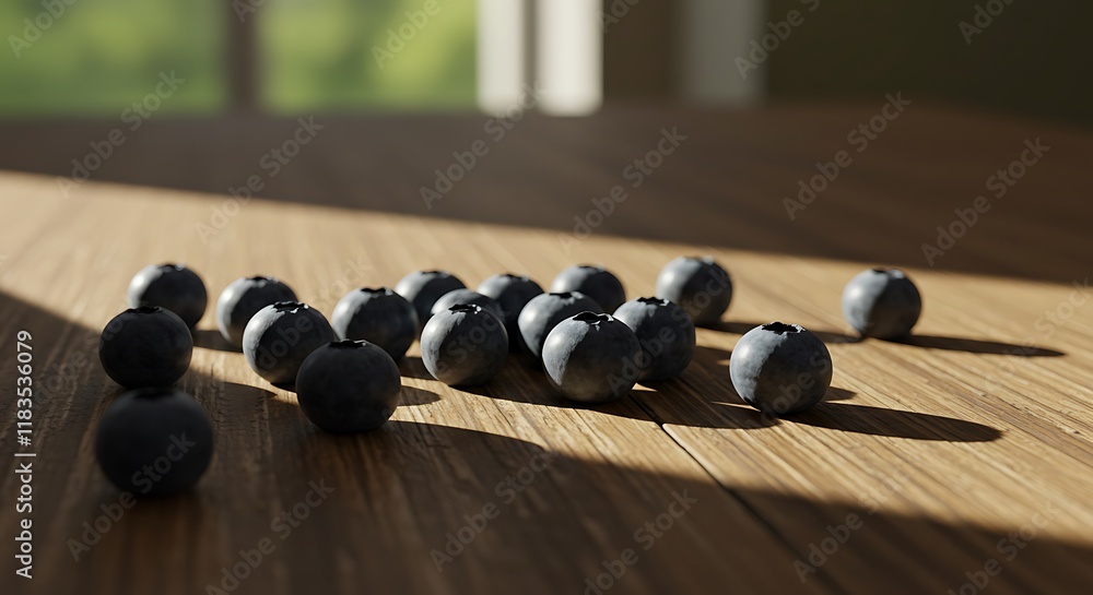 Sunlit Blueberries on Wooden Table Fresh Juicy Summer Fruit Sunlit Blueberries on Wooden Table Fresh Juicy Summer Fruit