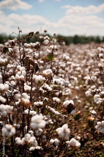 Wallpaper Mural Cotton plants with fluffy bolls in a sunlit, expansive field Torontodigital.ca