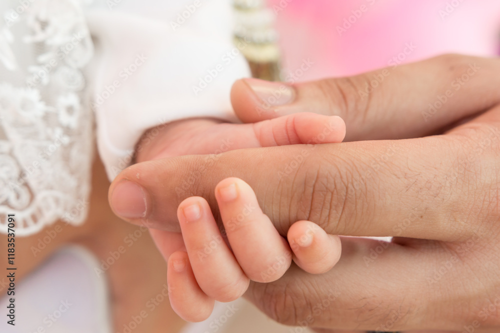 a newborn girl holding his father's finger a newborn girl holding his father's finger