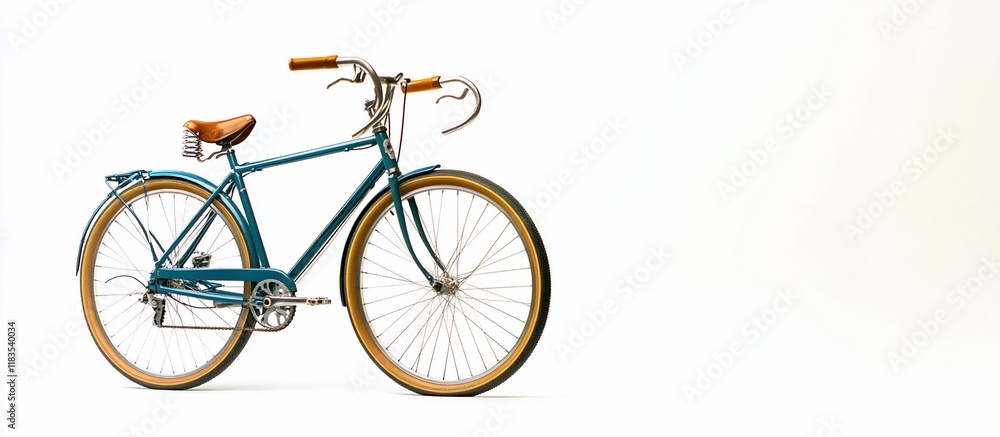 Obraz premium Vintage Teal Bicycle on White Background