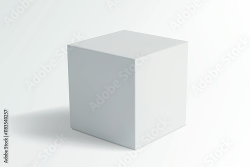 White cube on a gray gradient background