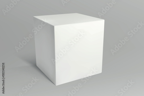 White cube on a gray gradient background