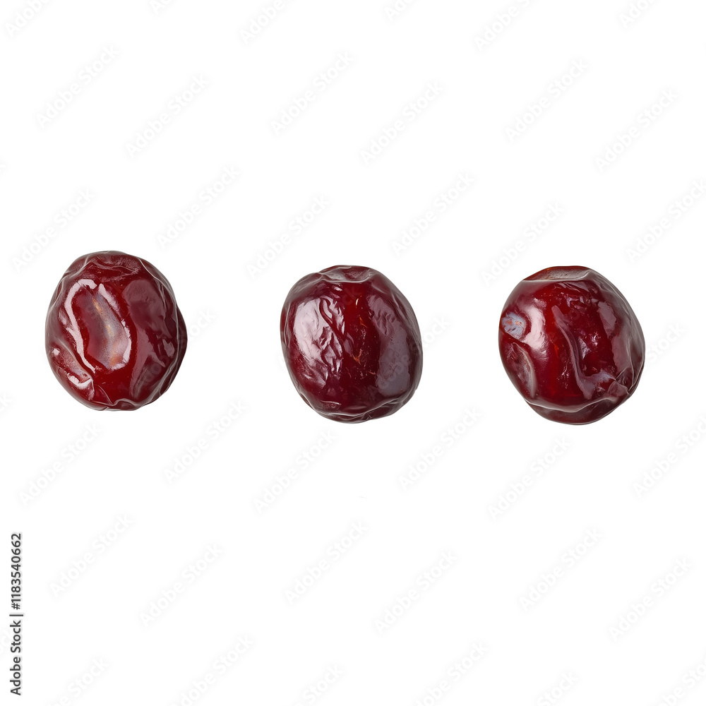 Set of dark red dates on transparent background, top view, macro detail, high-resolution, perfect for food ads. Set of dark red dates on transparent background, top view, macro detail, high-resolution, perfect for food ads.