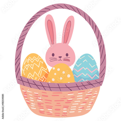 Funky vector easter eggs basket colorful bunny vector