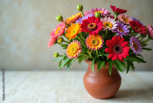 Wallpaper Mural A bouquet of colorful gerbera daisies in a terracotta vase. Torontodigital.ca