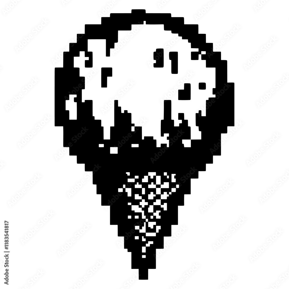 Ice-cream cone dessert pixel black vector Ice-cream cone dessert pixel black vector