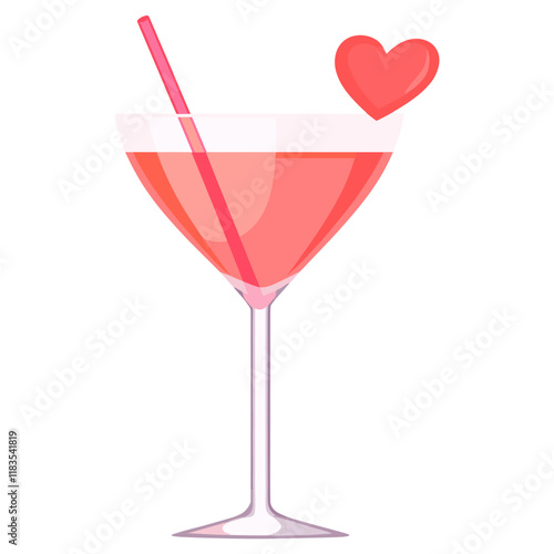 Valentines cocktail illustration beverage martini vector