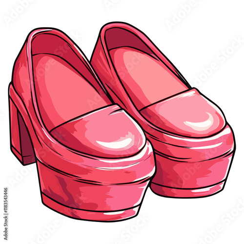 Vintage a pair of platform shoes illustration footwear pink vector